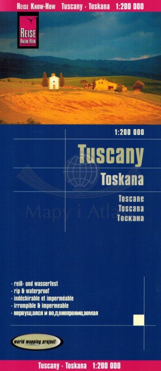 Toskania 1:200 000. Wodoodporna mapa samochodowo-turystyczna wydawnictwa Reise Know-How. Okładka