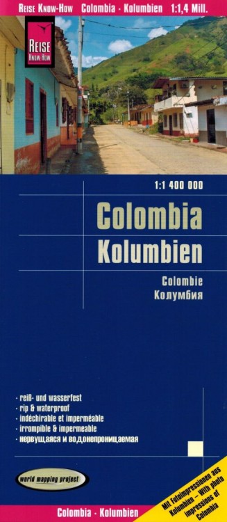Kolumbia 1:1 400 000. Wodoodporna mapa samochodowo-turystyczna wydawnictwa Reise Know-How. Okładka