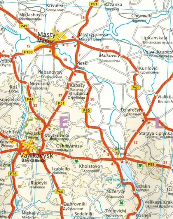 Białoruś 1:550 000. Wodoodporna mapa samochodowo-turystyczna wydawnictwa Reise Know-How. Fragment 2