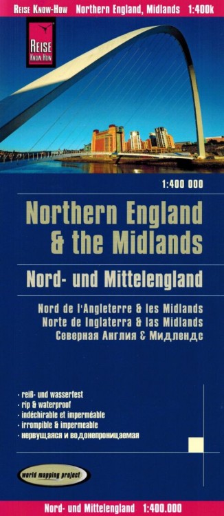 Anglia północna i środkowa 1:400 000. Wodoodporna mapa samochodowo-turystyczna wydawnictwa Reise Know-How. Okładka