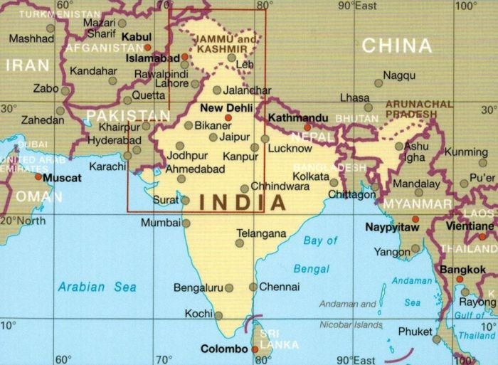 Indie północno-zachodnie 1:1 300 000. Wodoodporna mapa samochodowo-turystyczna wydawnictwa Reise Know-How. Zasięg