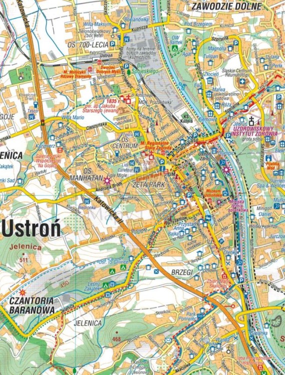 Ustroń, Brenna i okolice. Mapa turystyczna wydawnictwa Compass. Fragment 1