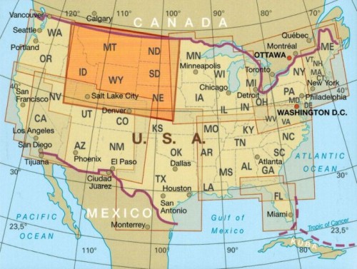 USA, część północna 1:1 250 000. Wodoodporna mapa samochodowo-turystyczna /2/ wydawnictwa Reise Know-How. Zasięg