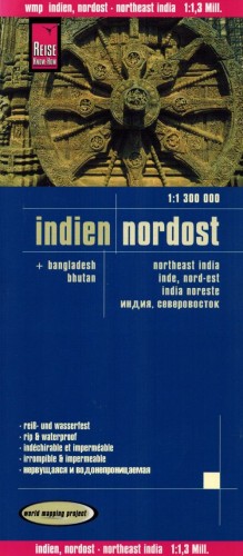 Indie północno-wschodnie 1:1 300 000. Bangladesz, Bhutan. Wodoodporna mapa samochodowo-turystyczna wydawnictwa Reise Know-How. Okładka