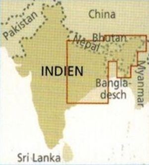 Indie północno-wschodnie 1:1 300 000. Bangladesz, Bhutan. Wodoodporna mapa samochodowo-turystyczna wydawnictwa Reise Know-How. Zasięg