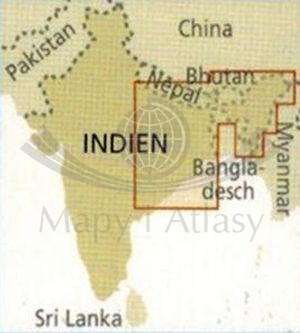 Indie północno-wschodnie 1:1 300 000. Bangladesz, Bhutan. Wodoodporna mapa samochodowo-turystyczna wydawnictwa Reise Know-How. Zasięg