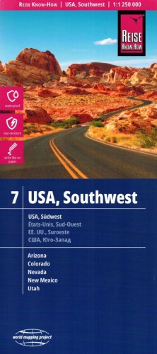 USA, część południowo-zachodnia 1:1 250 000. Wodoodporna mapa samochodowo-turystyczna /7/ wydawnictwa Reise Know-How. Okładka