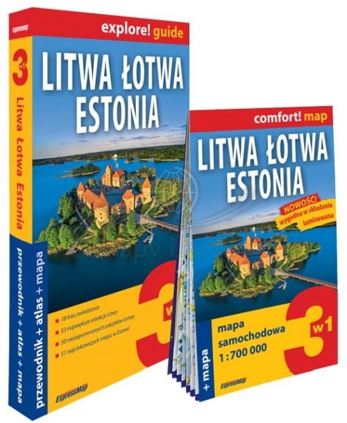 Litwa, Łotwa, Estonia 3 w 1. Przewodnik, atlas i laminowana mapa wydawnictwa ExpressMap. Okładka