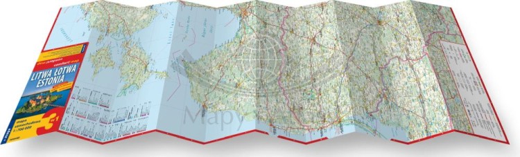 Litwa, Łotwa, Estonia 3 w 1. Przewodnik, atlas i laminowana mapa wydawnictwa ExpressMap. Rozłożona mapa