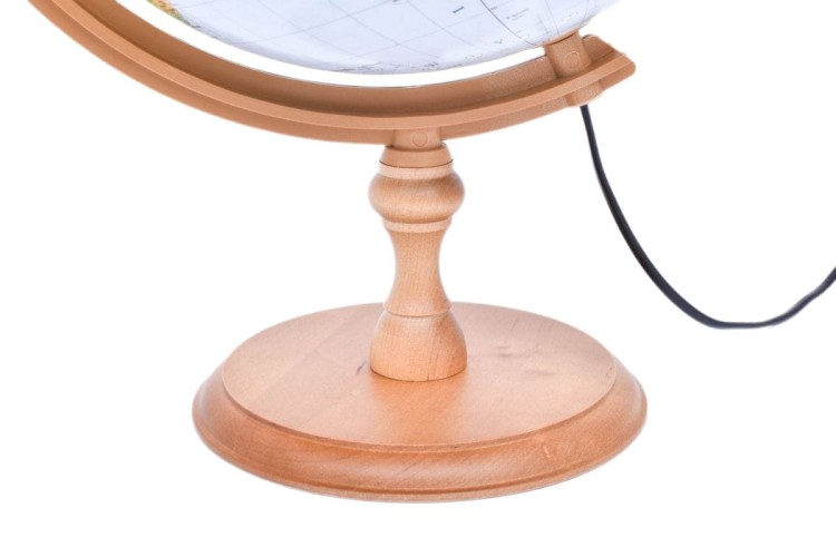 Globus polityczno-fizyczny 32 cm. Podświetlany. Drewniana podstawa. Podstawa