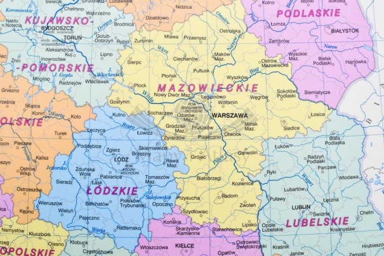 Polska. Podział administracyjny, podkładka na biurko wydawnictwa Demart. Fragment 1