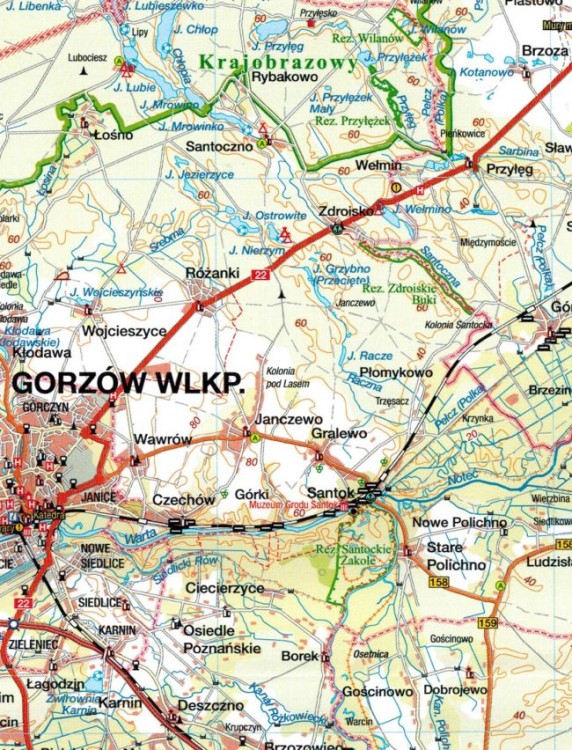 Województwo lubuskie 1:200 000. Mapa administracyjno-turystyczna wydawnictwa Sygnatura. Fragment 1