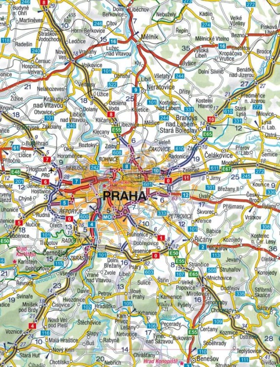 Czechy i Słowacja 1:550 000. Mapa samochodowa wydawnictwa ExpressMap. Fragment 2