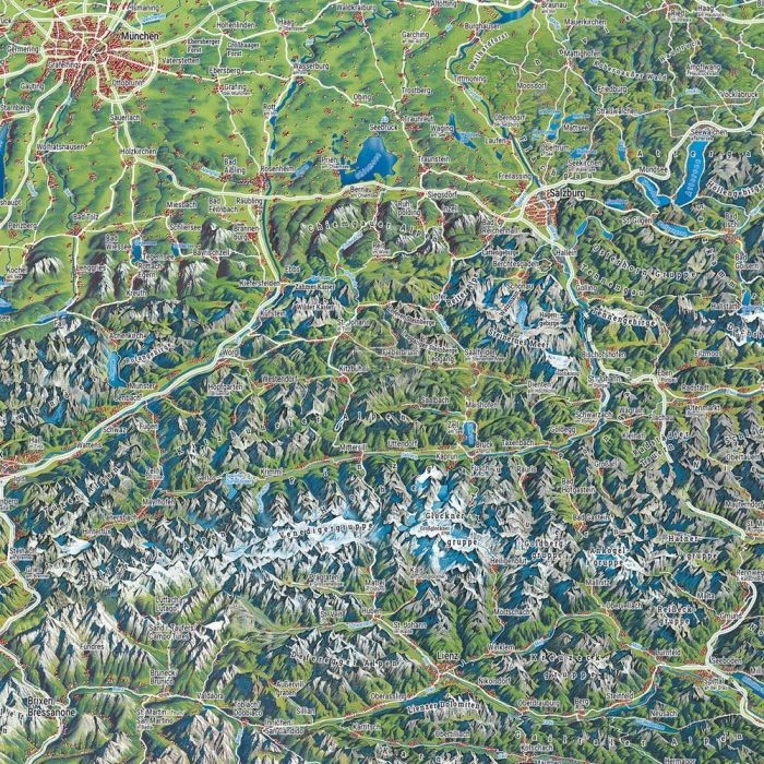 Austria. Mapa panoramiczna wydawnictwa Freytag & Berndt. Pierwsza strona - fragment