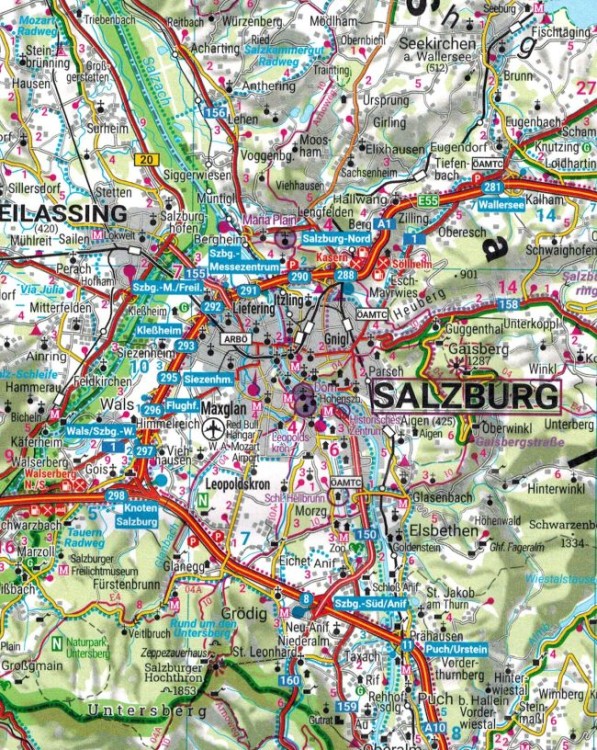 Górna Austria / Oberosterreich 1:150 000. Mapa samochodowo-turystyczna wydawnictwa Freytag & Berndt. Fragment 1