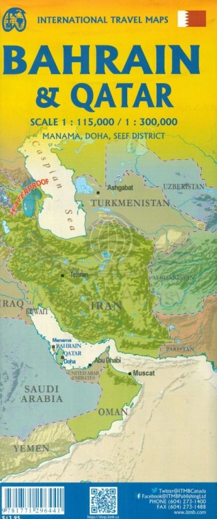 Katar i Bahrajn. Wodoodporna mapa samochodowo-turystyczna wydawnictwa ITMB. Okładka 2