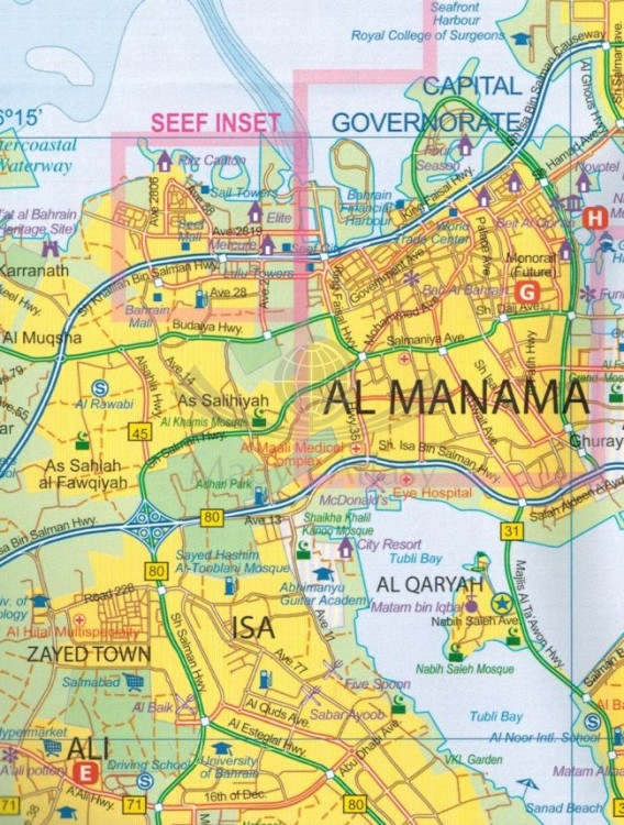 Katar i Bahrajn. Wodoodporna mapa samochodowo-turystyczna wydawnictwa ITMB. Fragment 1