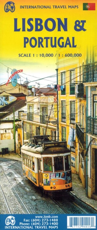 Lizbona i Portugalia. Wodoodporna mapa samochodowo-turystyczna wydawnictwa ITMB. Okładka