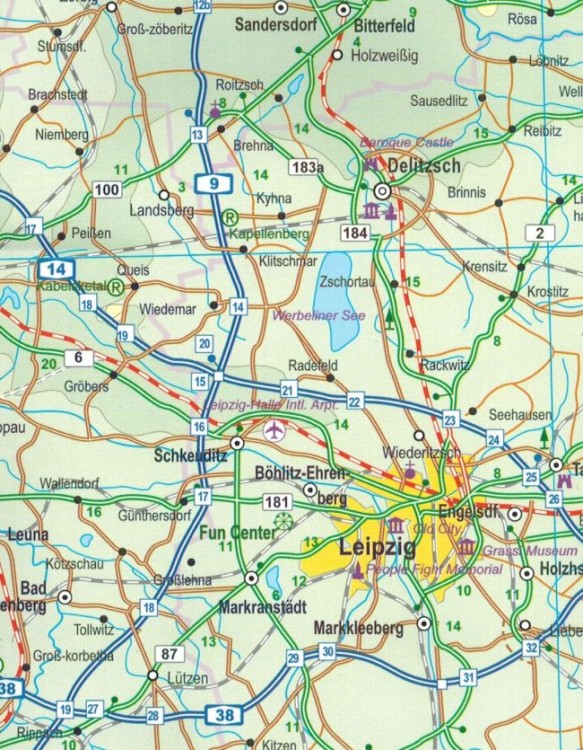 Frankfurt i środkowe Niemcy. Wodoodporna mapa samochodowo-turystyczna wydawnictwa ITMB. Fragment 2