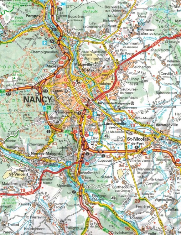 Alzacja i Lotaryngia 1:200 000. Mapa samochodowo-turystyczna 516 wydawnictwa Michelin. Fragment 1