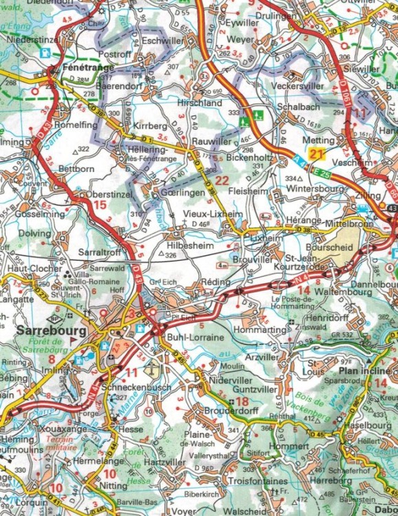 Alzacja i Lotaryngia 1:200 000. Mapa samochodowo-turystyczna 516 wydawnictwa Michelin. Fragment 2