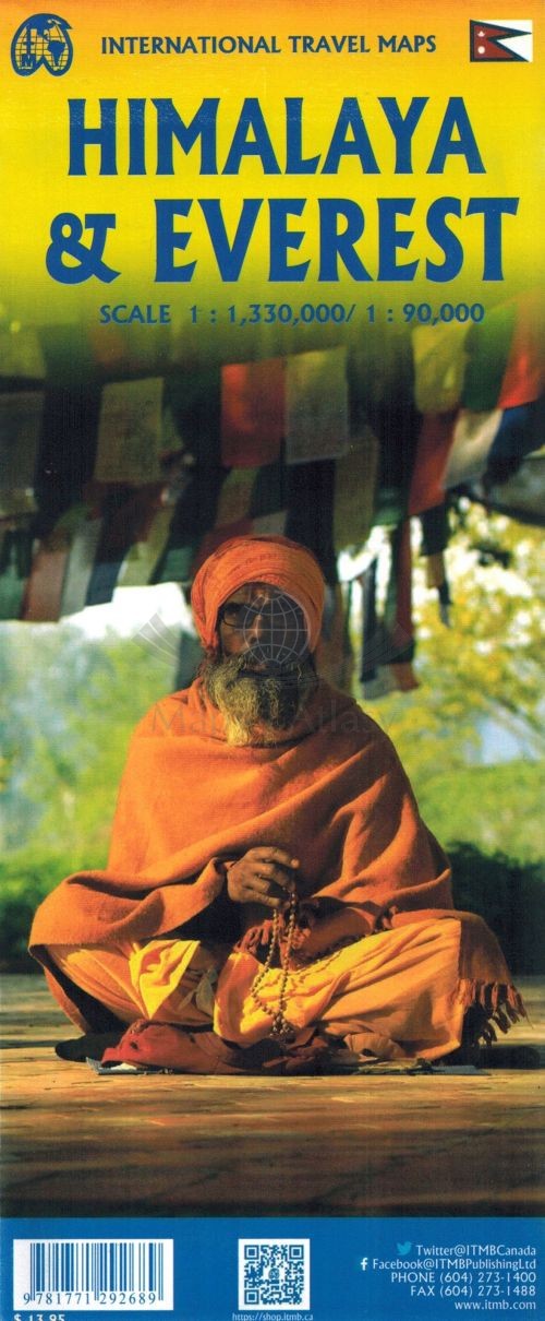 Himalaje i Mount Everest. Wodoodporna mapa samochodowo-turystyczna. ITMB