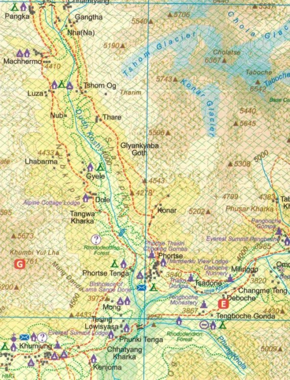 Himalaje, Mount Everest. Wodoodporna mapa samochodowo-turystyczna wydawnictwa ITMB. Fragment 1