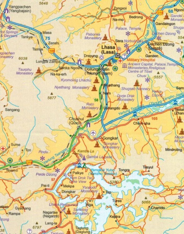 Himalaje, Mount Everest. Wodoodporna mapa samochodowo-turystyczna wydawnictwa ITMB. Fragment 2