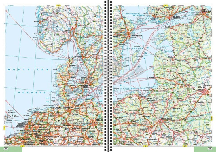 Europa 1:800 000. Atlas samochodowy wydawnictwa Falk. Przykładowe strony 2