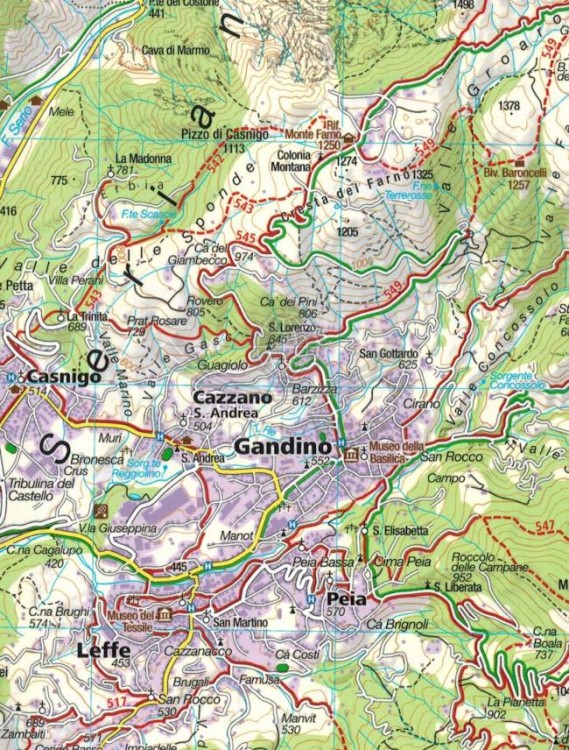 Lago d'Iseo, Valle Trompia, Franciacorta. Wodoodporna mapa turystyczna 106 wydawnictwa Kompass. Fragment 2