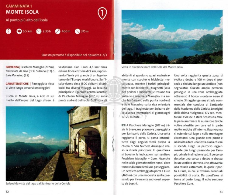 Lago d'Iseo, Valle Trompia, Franciacorta. Wodoodporna mapa turystyczna 106 wydawnictwa Kompass. Mini przewodnik - przykładowe strony 1