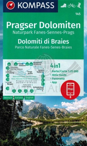 Pragser Dolomiten / Dolomiti di Braies. Mapa turystyczna 145 wydawnictwa Kompass. Okładka