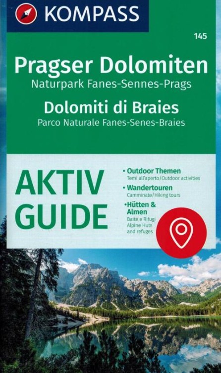 Pragser Dolomiten / Dolomiti di Braies. Mapa turystyczna 145 wydawnictwa Kompass. Mini przewodnik - okładka
