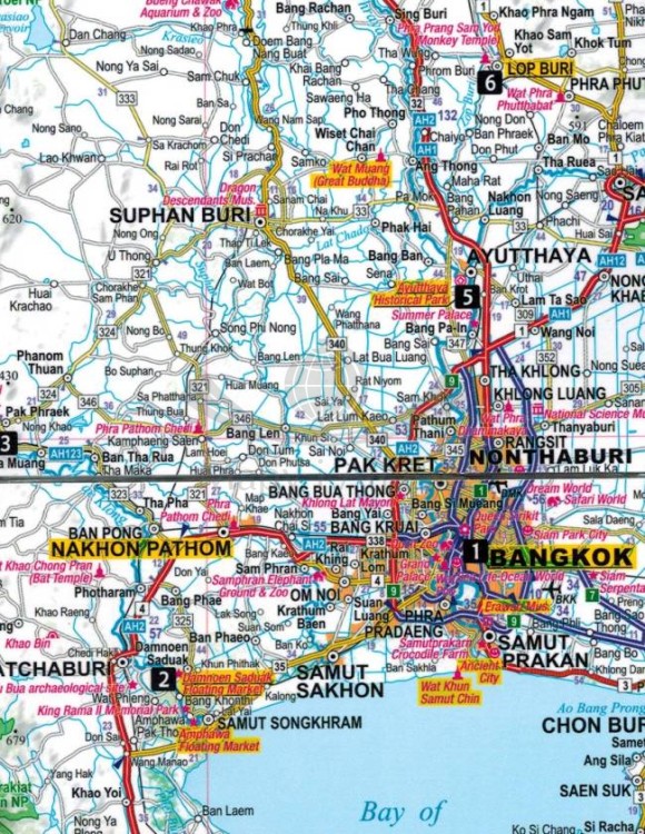 Tajlandia. Laminowana mapa samochodowo-turystyczna + Miniprzewodnik wydawnictwa ExpressMap. Fragment 1