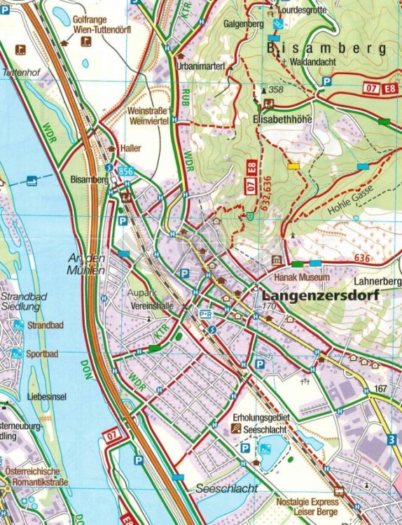 Wienerwald. Zestaw dwóch map turystycznych 208 wydawnictwa Kompass. Mapa 1 - fragment 1