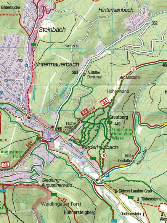 Wienerwald. Zestaw dwóch map turystycznych 208 wydawnictwa Kompass. Mapa 1 - fragment 2