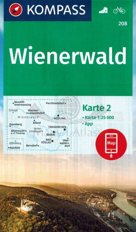 Wienerwald. Zestaw dwóch map turystycznych 208 wydawnictwa Kompass. Mapa 2 - okładka