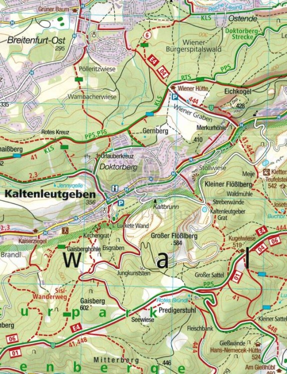 Wienerwald. Zestaw dwóch map turystycznych 208 wydawnictwa Kompass. Mapa 2 - fragment 1