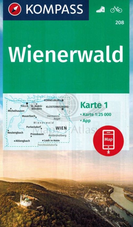 Wienerwald. Zestaw dwóch map turystycznych 208 wydawnictwa Kompass. Mapa 1 - okładka