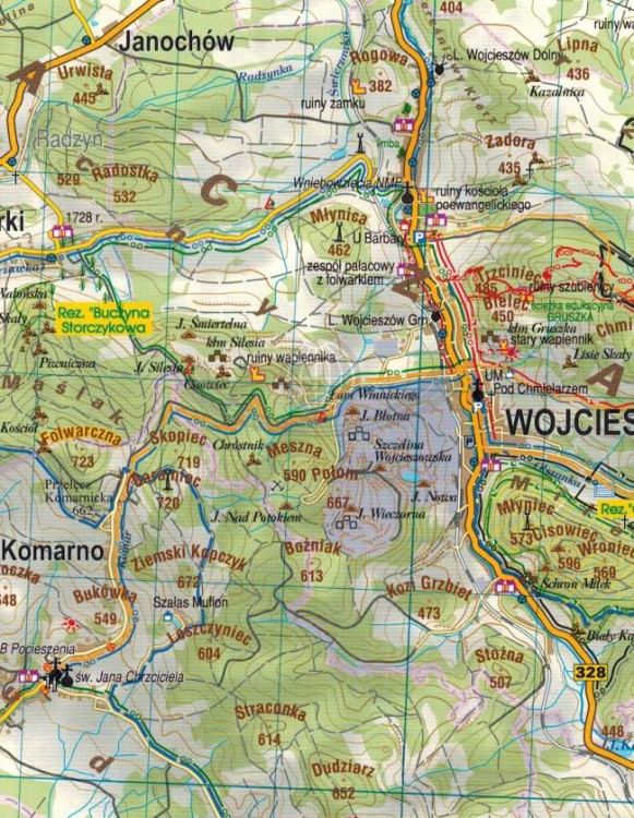 Góry i Pogórze Kaczawskie. Mapa turystyczna wydawnictwa Galileos. Fragment 1