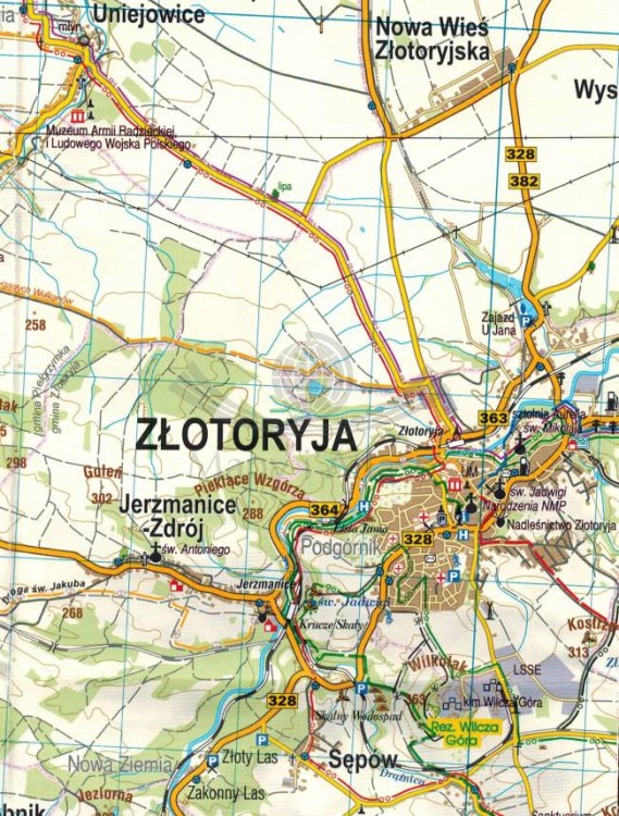 Góry i Pogórze Kaczawskie. Mapa turystyczna wydawnictwa Galileos. Fragment 2