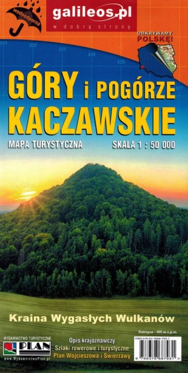 Góry i Pogórze Kaczawskie. Laminowana mapa turystyczna wydawnictwa Galileos. Okładka