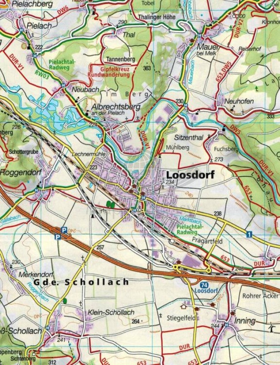 Wiener Hausberge, Pielachtal, Traisental, Sankt Pölten. Zestaw dwóch map turystycznych 210 wydawnictwa Kompass. Mapa 1 - fragment 2