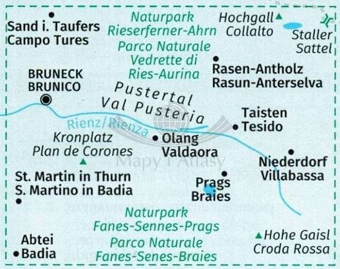 Pustertal / Val Pusteria. Zestaw trzech map turystycznych 671 wydawnictwa Kompass. Mapa 2 - zasięg