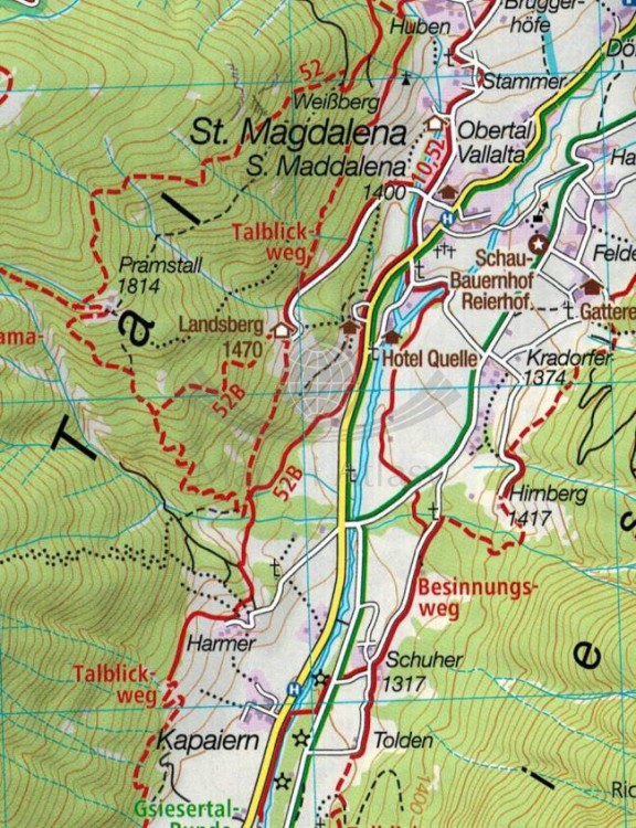 Pustertal / Val Pusteria. Zestaw trzech map turystycznych 671 wydawnictwa Kompass. Mapa 3 - fragment 1