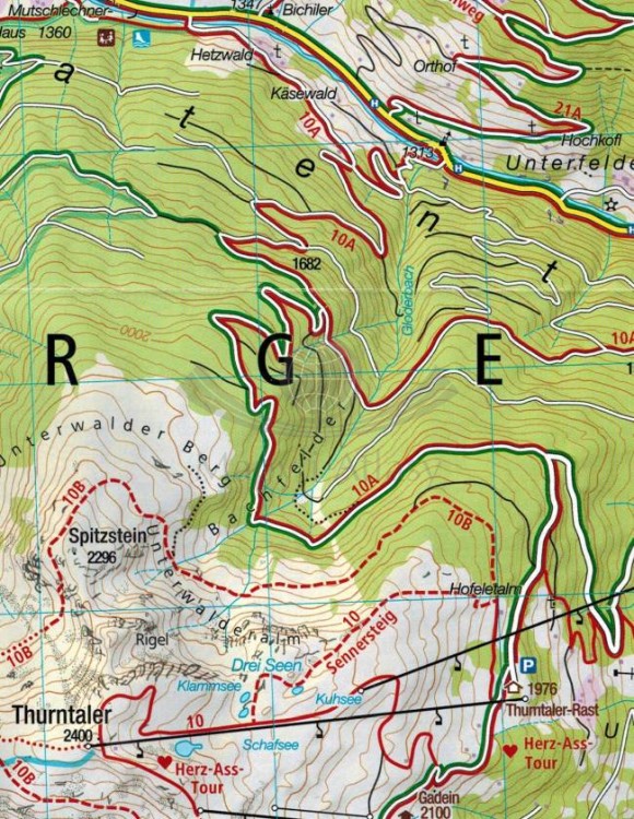 Pustertal / Val Pusteria. Zestaw trzech map turystycznych 671 wydawnictwa Kompass. Mapa 3 - fragment 2