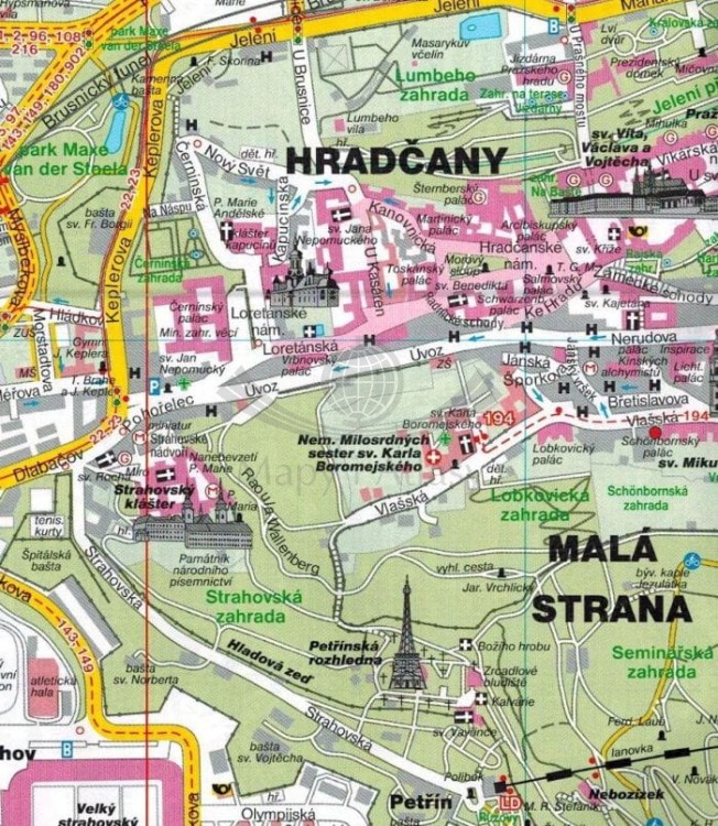 Praga 1:10 000. Mapa / Plan miasta wydawnictwa Freytag & Berndt. Fragment 2
