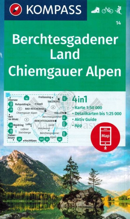 Berchtesgadener Land Chiemgauer Alpen. Mapa turystyczna wydawnictwa Kompass. Okładka