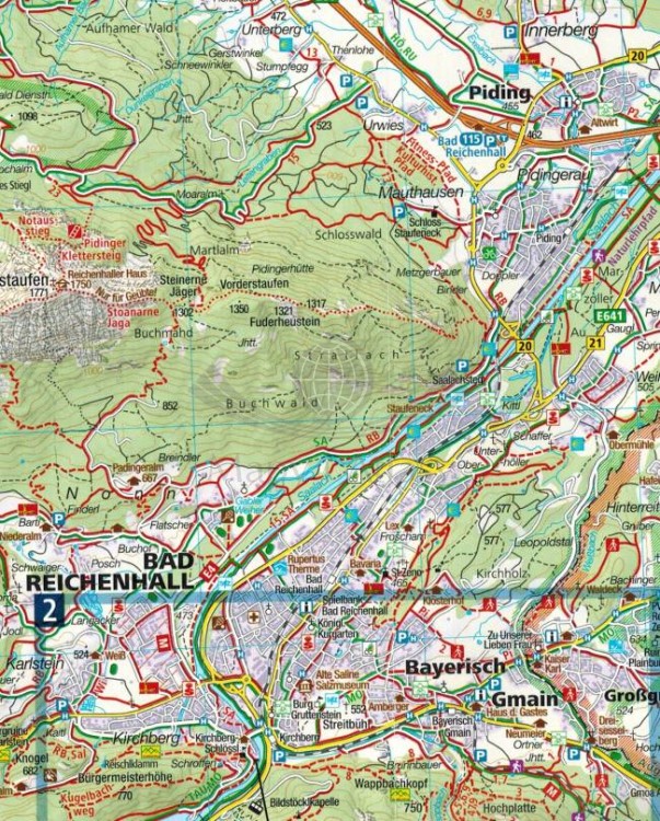 Berchtesgadener Land Chiemgauer Alpen. Mapa turystyczna wydawnictwa Kompass. Fragment 1