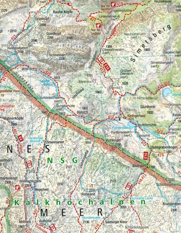 Berchtesgadener Land Chiemgauer Alpen. Mapa turystyczna wydawnictwa Kompass. Fragment 3